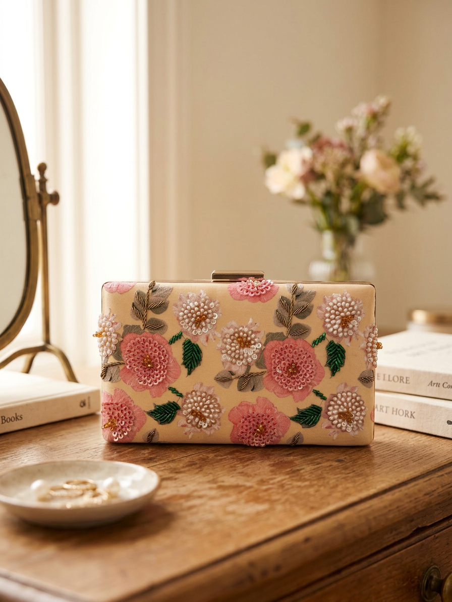 SPC 0208 on a wooden vanity beside books and flowers